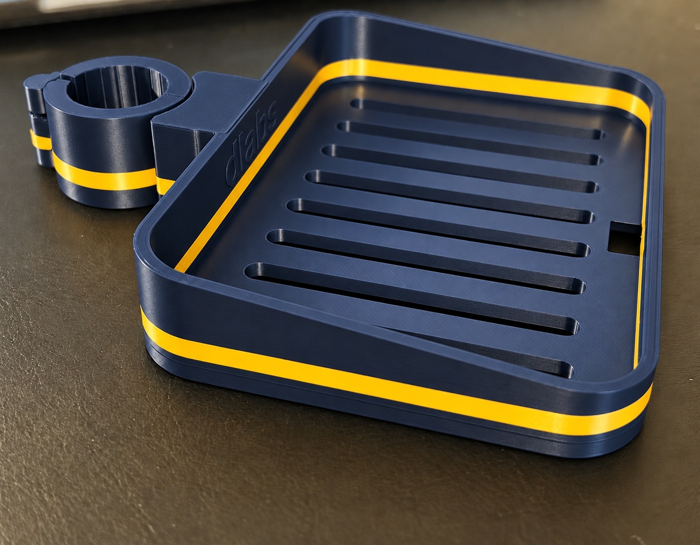 Dlabs Home navy blue and yellow shower rail soap dish